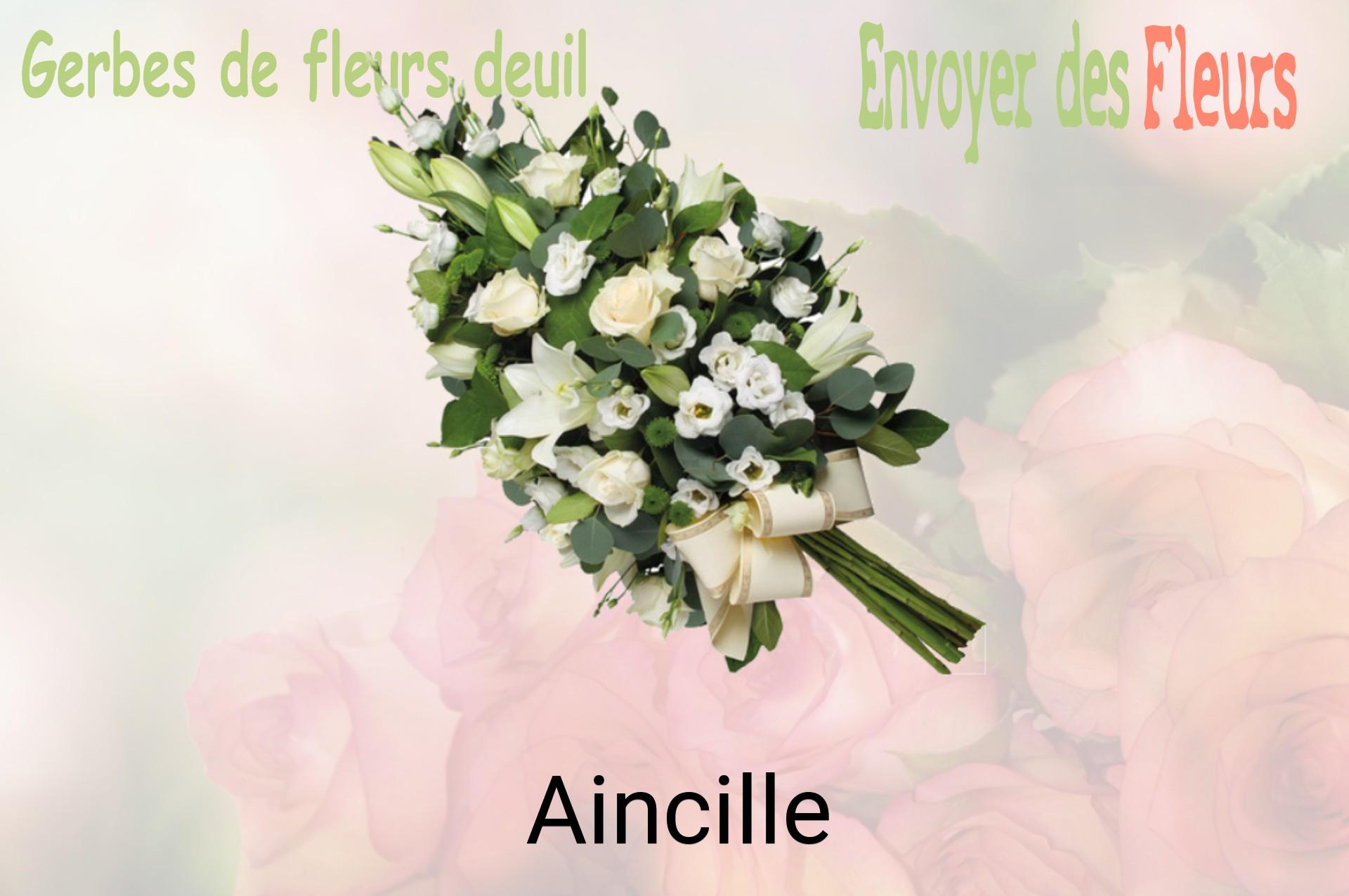 Gerbe de fleurs de deuil livrée à Aincille